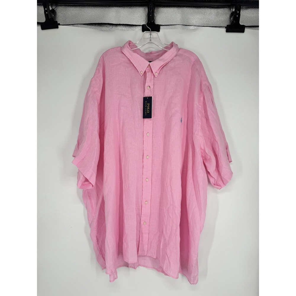 Polo Ralph Lauren Shirt 5XB 5XL Big Pony 100% Linen Short Sleeve Button Down